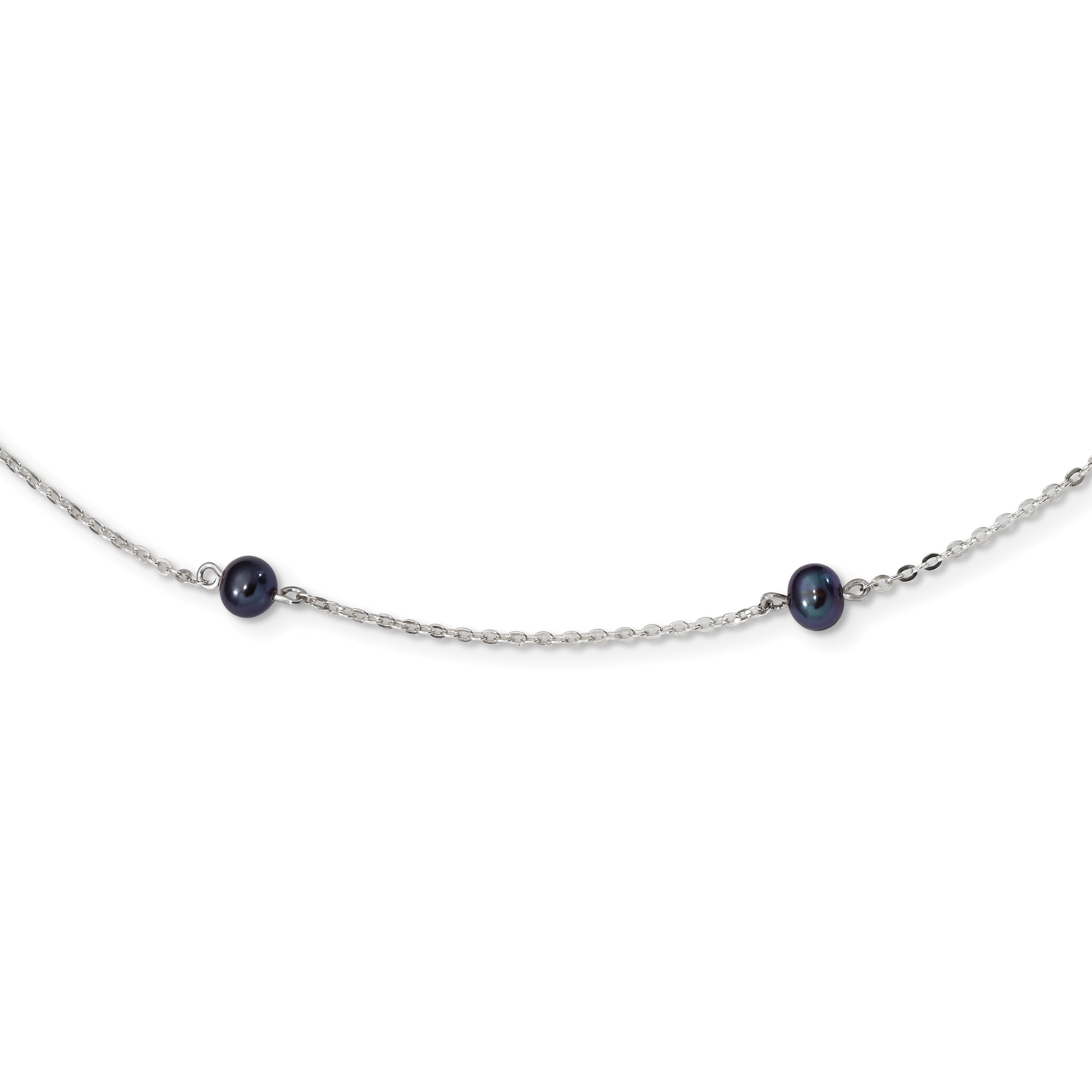 Sterling Silver RH-plated Fresh Water Cultured Peacock Pearl Necklace Main image