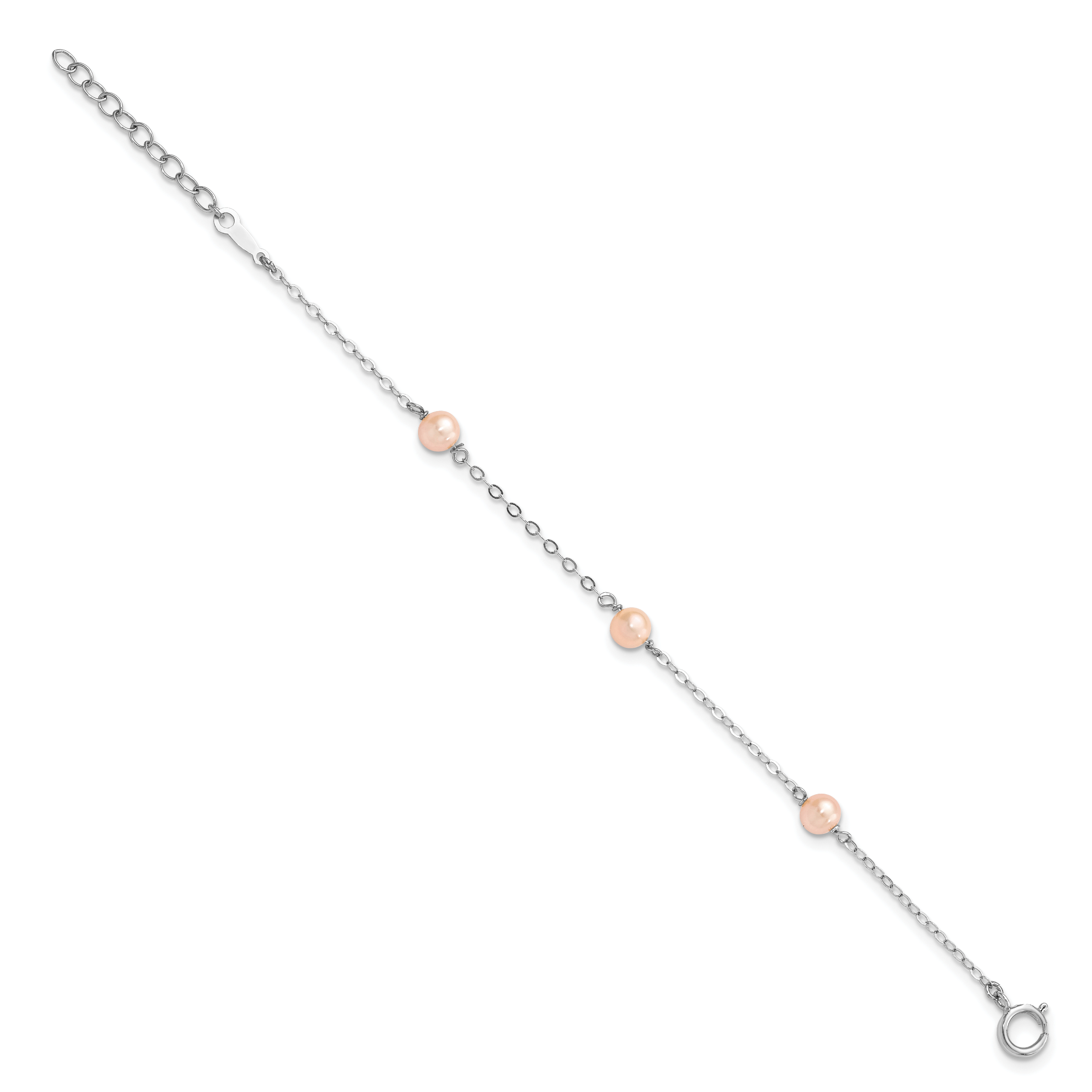 Sterling Silver RH-pltd 4-5mm Pink FWC Pearl w/1in ext Children's Bracelet Secondary image