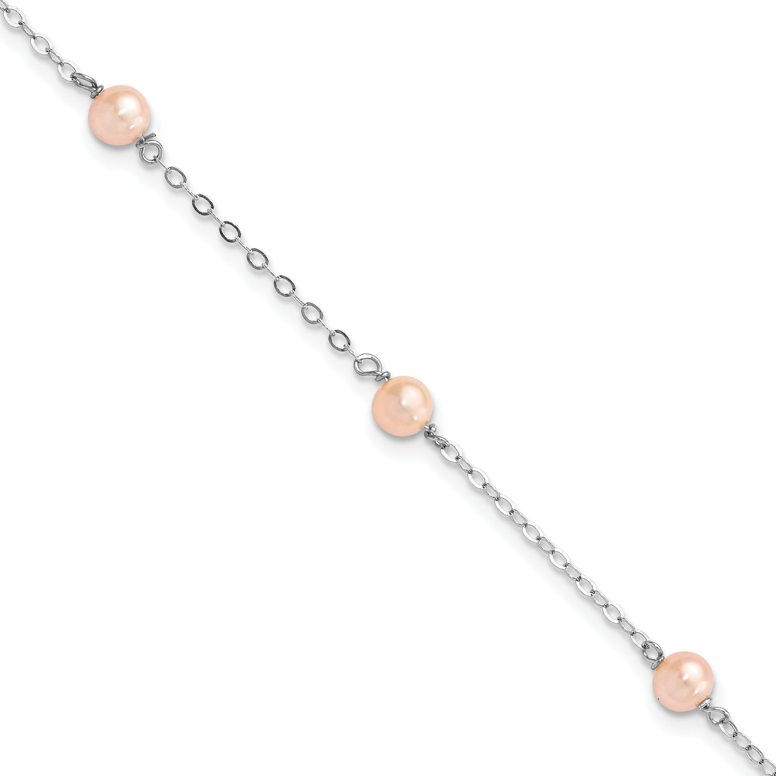 Sterling Silver RH-pltd 4-5mm Pink FWC Pearl w/1in ext Children's Bracelet Main image