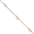 Sterling Silver RH-pltd 4-5mm Pink FWC Pearl w/1in ext Children's Bracelet