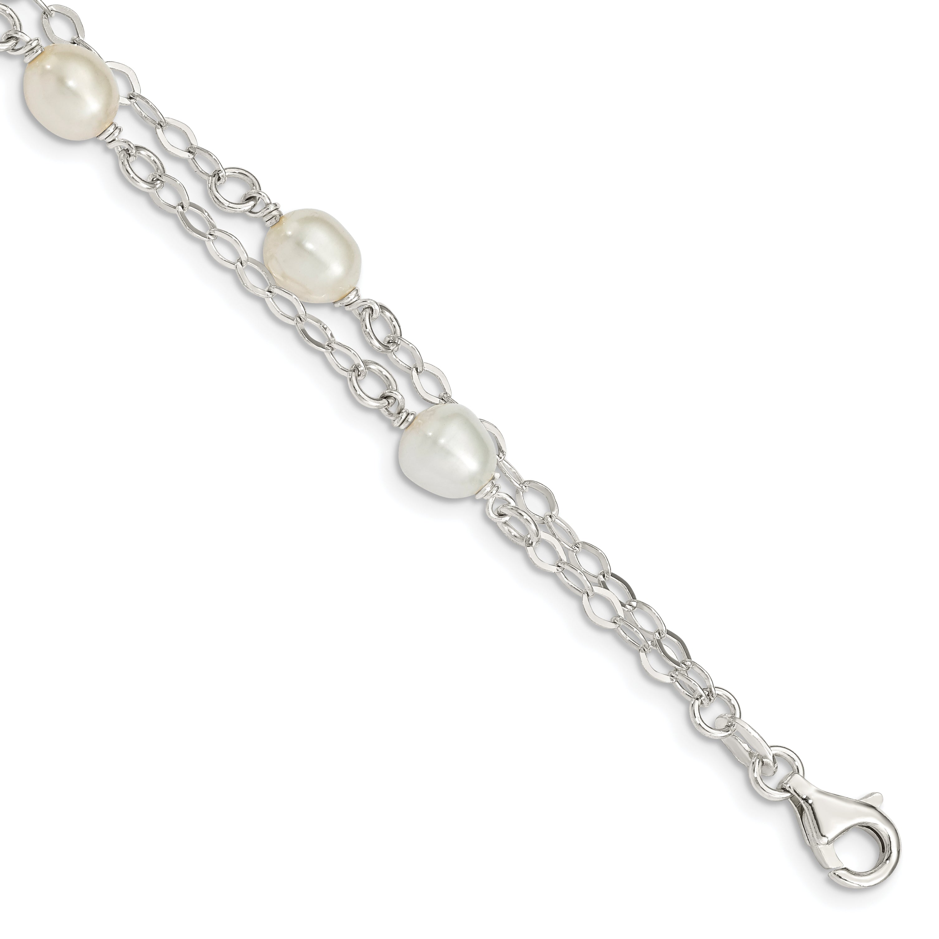 Sterling Silver White FW Cultured Pearl 7.5 inch Bracelet Main image