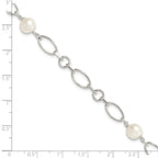 Sterling Silver Polished FW Cultured Pearl Bracelet