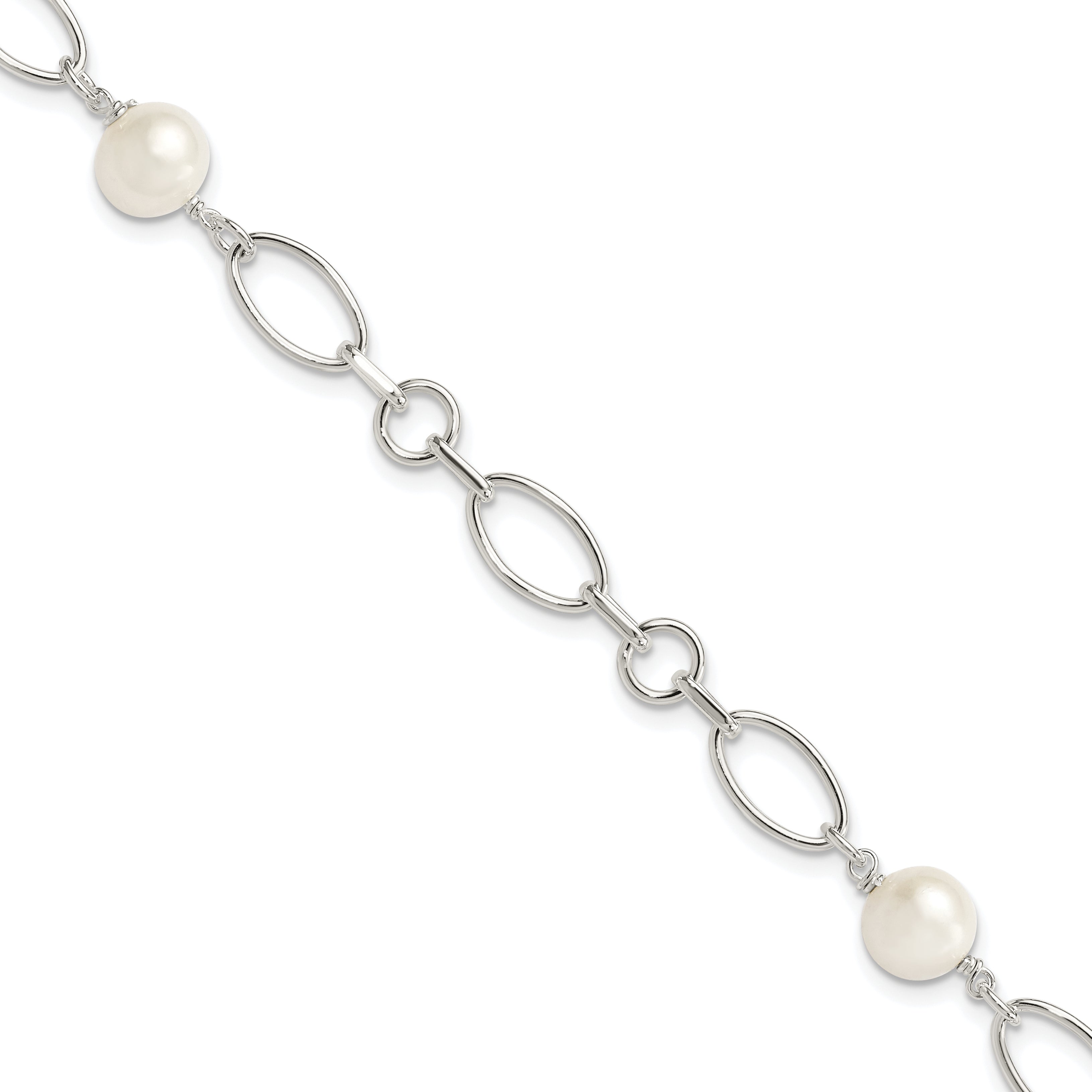 Sterling Silver Polished FW Cultured Pearl Bracelet Main image
