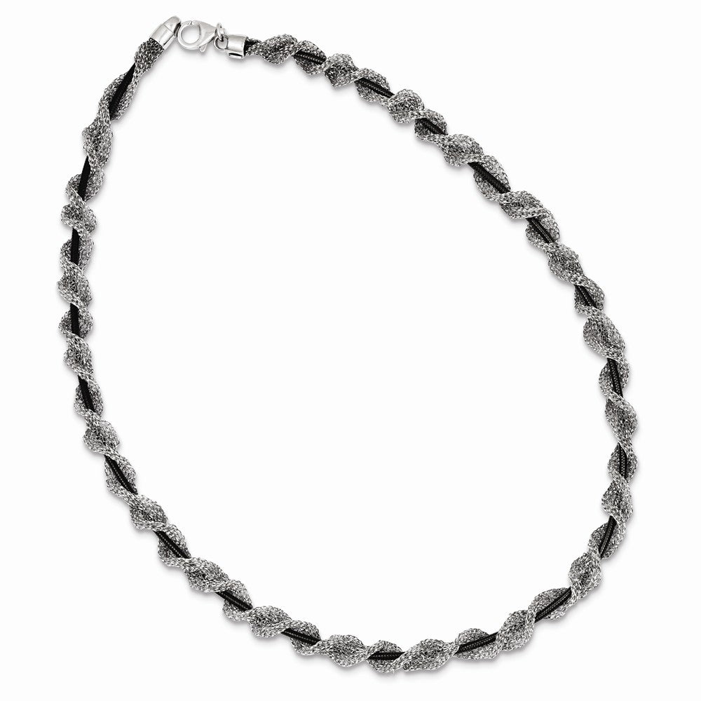 Sterling Silver and Ruthenium-plated Fancy Mesh Necklace