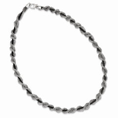 Sterling Silver and Ruthenium-plated Fancy Mesh Necklace