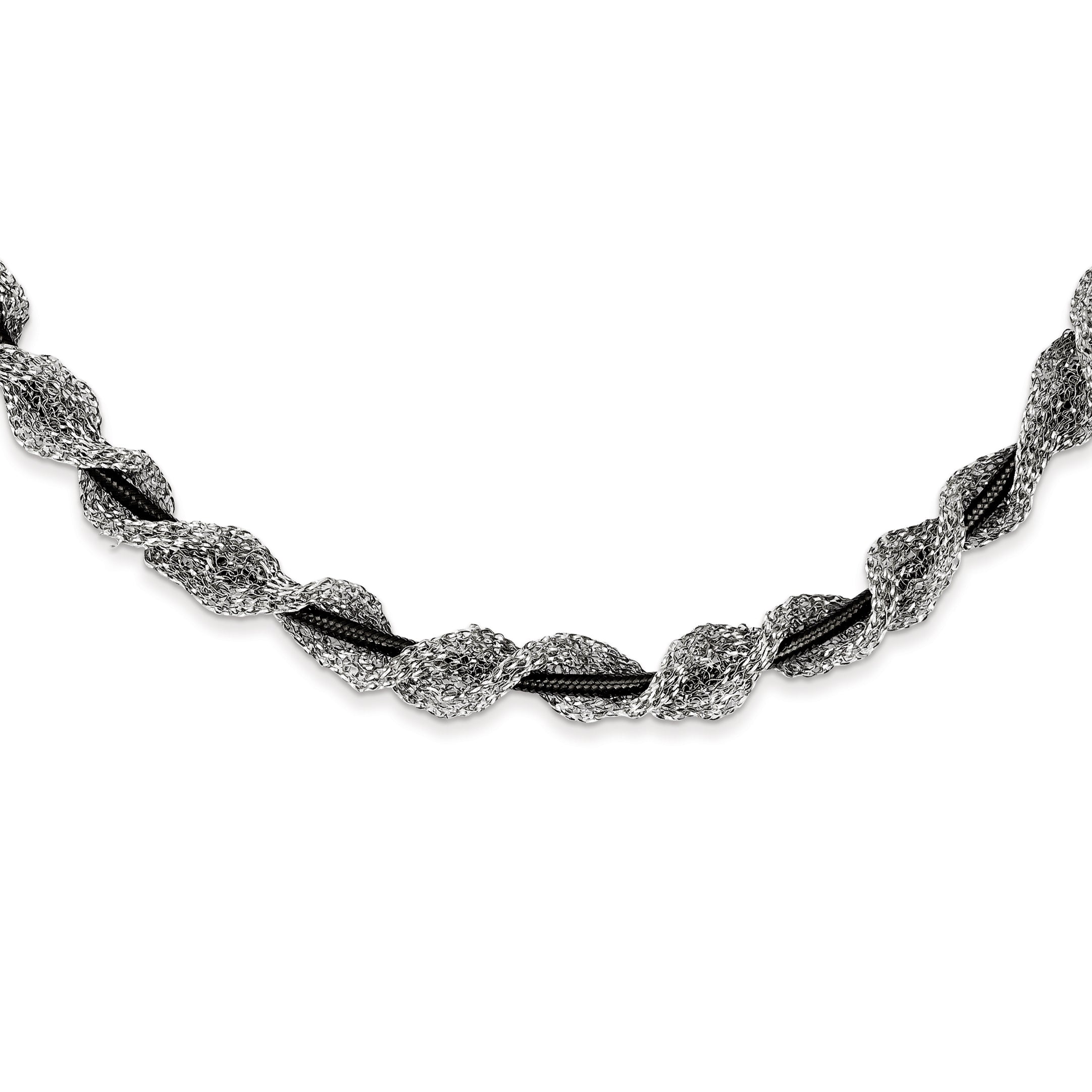 Sterling Silver and Ruthenium-plated Fancy Mesh Necklace Main image