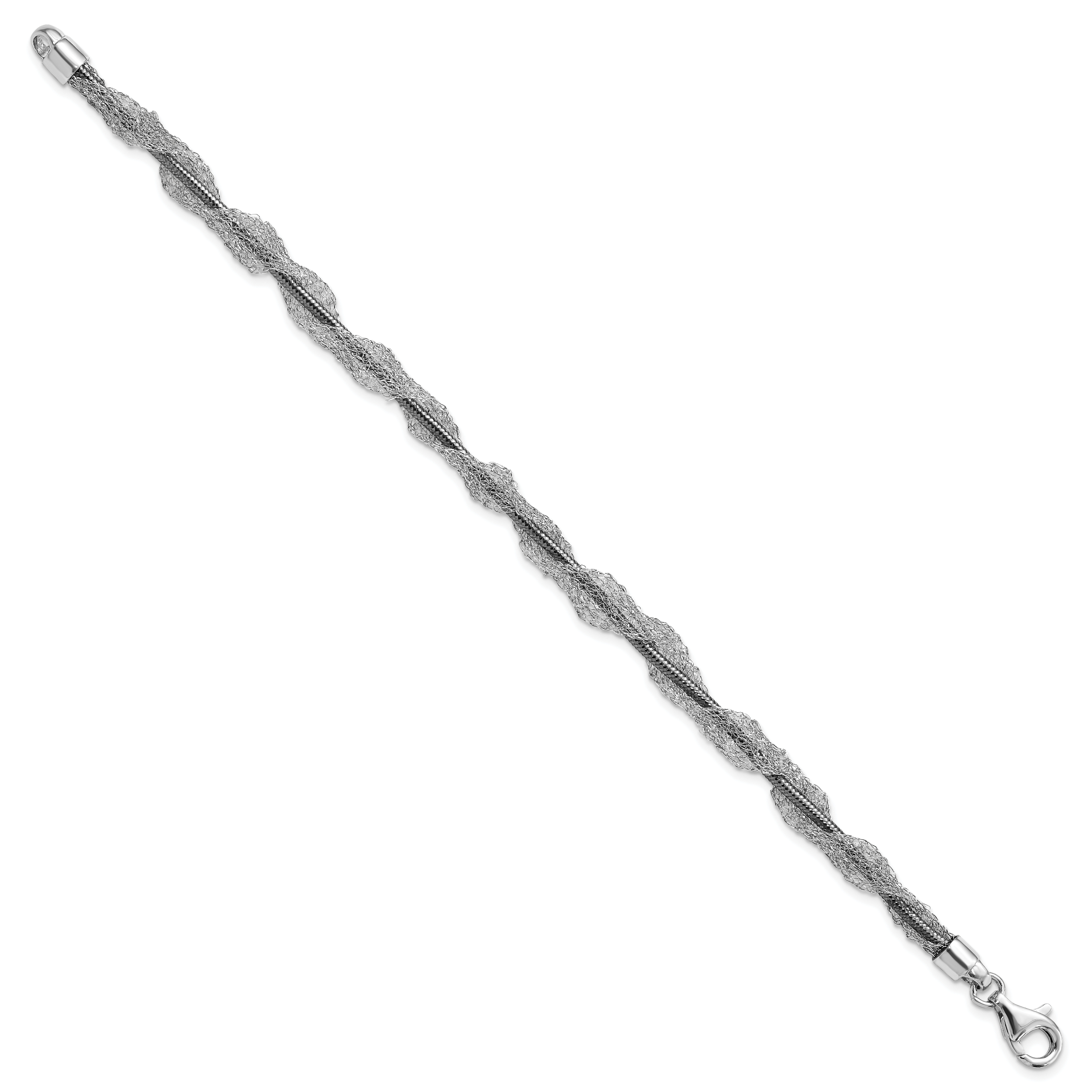Sterling Silver Ruthenium-plated Fancy Mesh Twist Bracelet Secondary image
