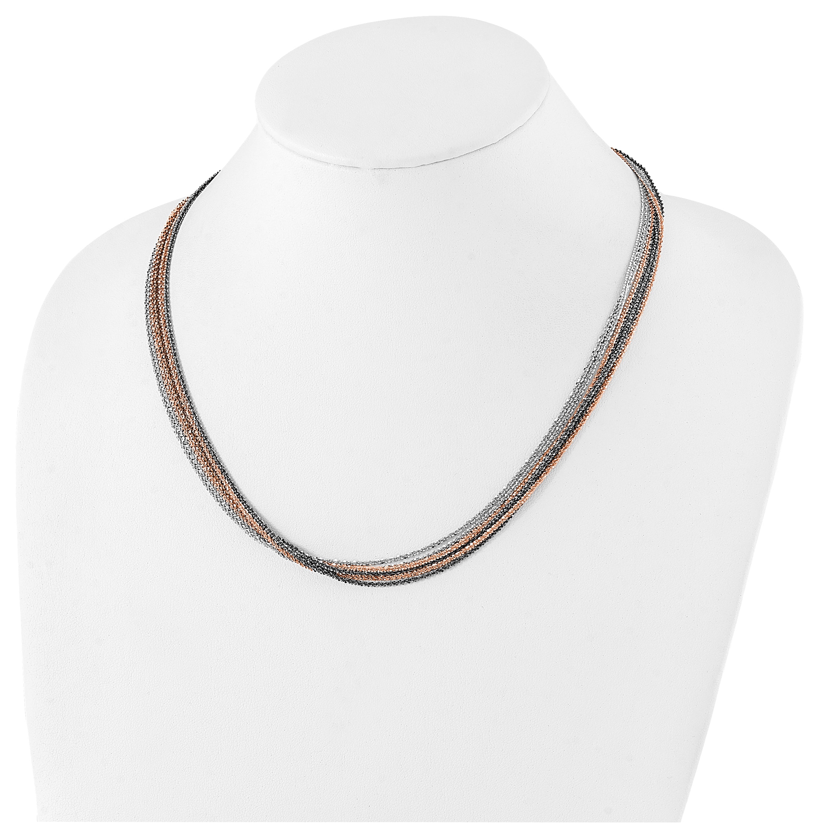 Sterling Silver 925 Necklace with Ruthenium and Rose-Tone Plating