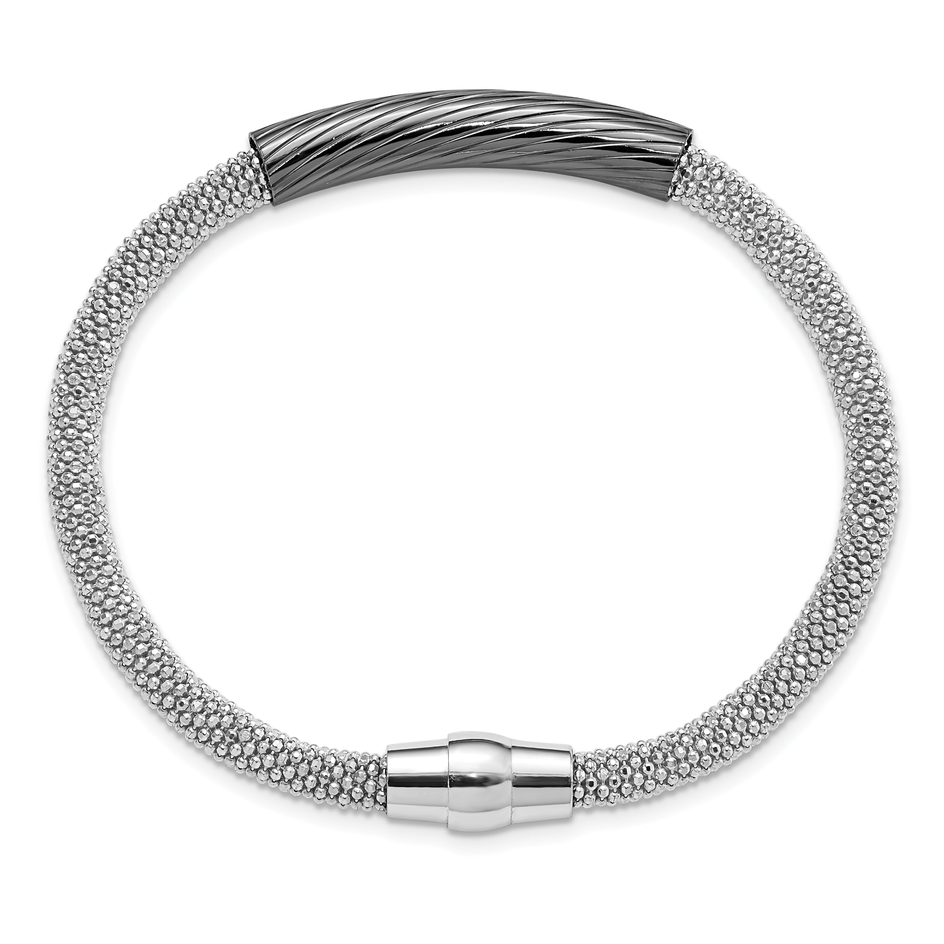 Sterling Silver Ruthenium-plated Bar Mesh Bracelet Secondary image