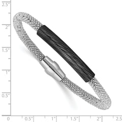 Sterling Silver Ruthenium-plated Bar Mesh Bracelet - 7.5