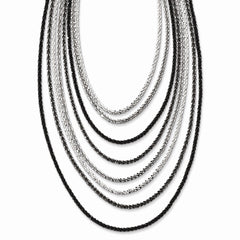 Sterling Silver Ruthenium-plated 8 Strand With Tassel Necklace With 2in ext