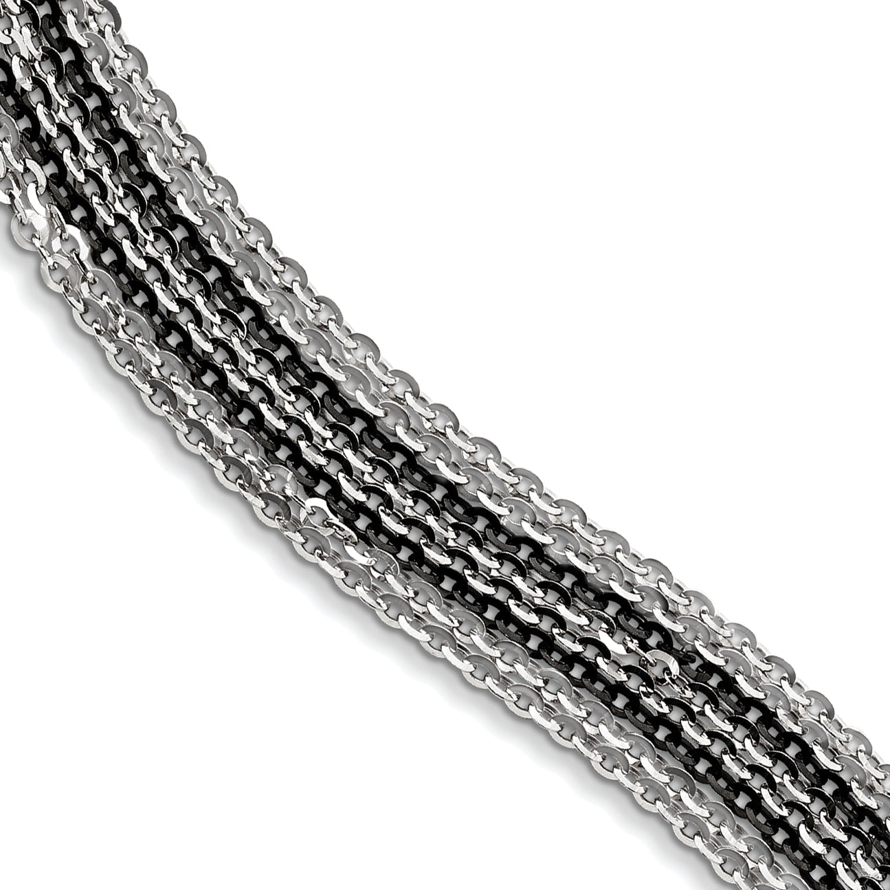 Sterling Silver Rhodium & Ruthenium-plated Multi Strand Bracelet Main image