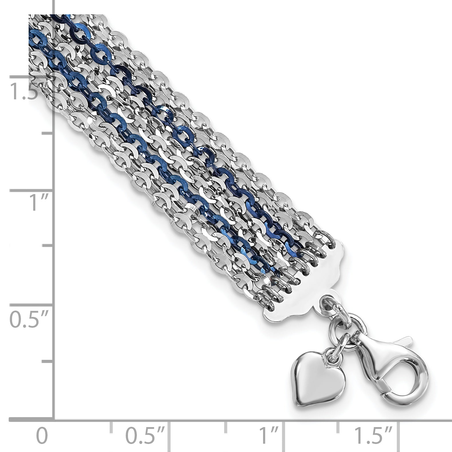 Sterling Silver Rhodium & Blue-Plated Multi-Strand Chain Bracelet