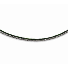 Sterling Silver 2 Strand Adjustable Necklace with Rhodium & Green Plating