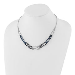 Sterling Silver 925 Necklace with Blue-Plated Rhodium Chain Elegant Design - 18