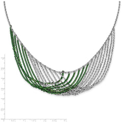 Sterling Silver Rhodium & Green-Plated Multi-Strand Necklace with Extender - 20