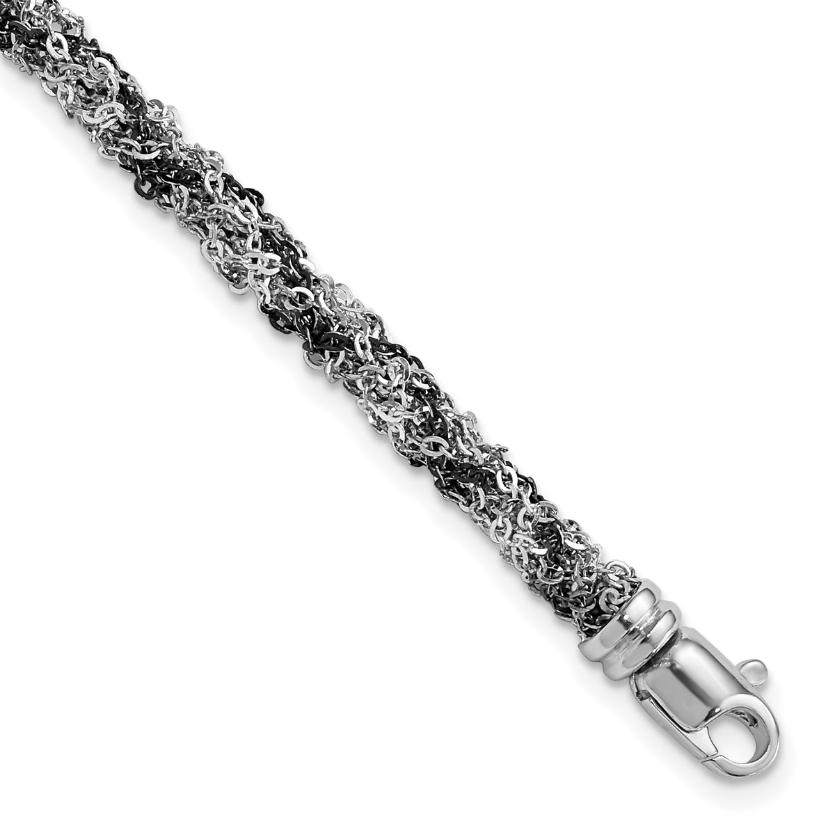 Sterling Silver & Ruthenium-plated Twisted Chain Bracelet
