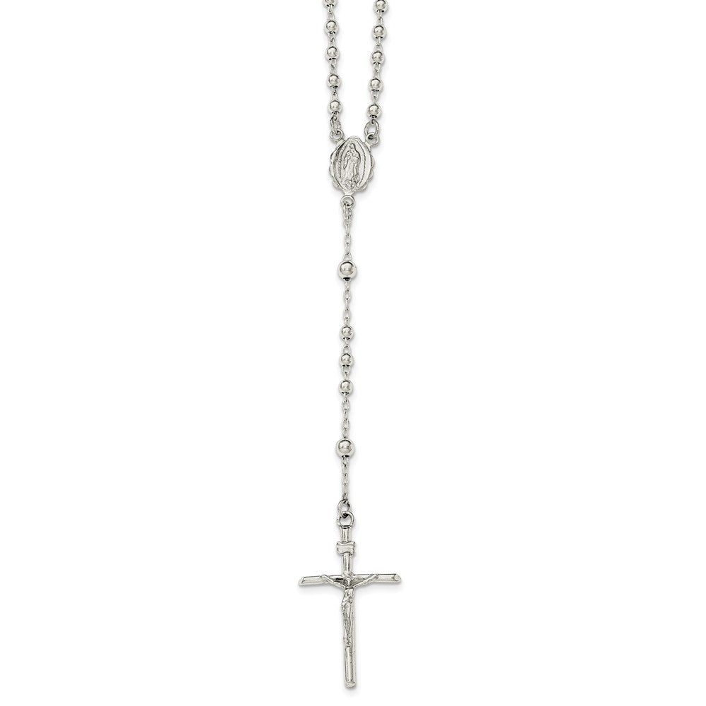 Sterling Silver Polished Rosary Necklace