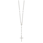 Sophia Jewelers Sterling Silver Rosary Necklace with Polished Anti-Tarnish Finish