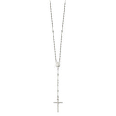 Sophia Jewelers Sterling Silver Rosary Necklace with Polished Anti-Tarnish Finish