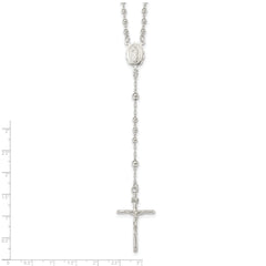 Sophia Jewelers Sterling Silver Rosary Necklace with Polished Anti-Tarnish Finish