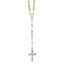 Sterling Silver Polished White Rose and Yellow Bead Rosary 18 inch Necklace