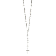 Sophia Jewelers 925 Sterling Silver Rosary Necklace with Polished Finish Elegant Faithful Design - 26