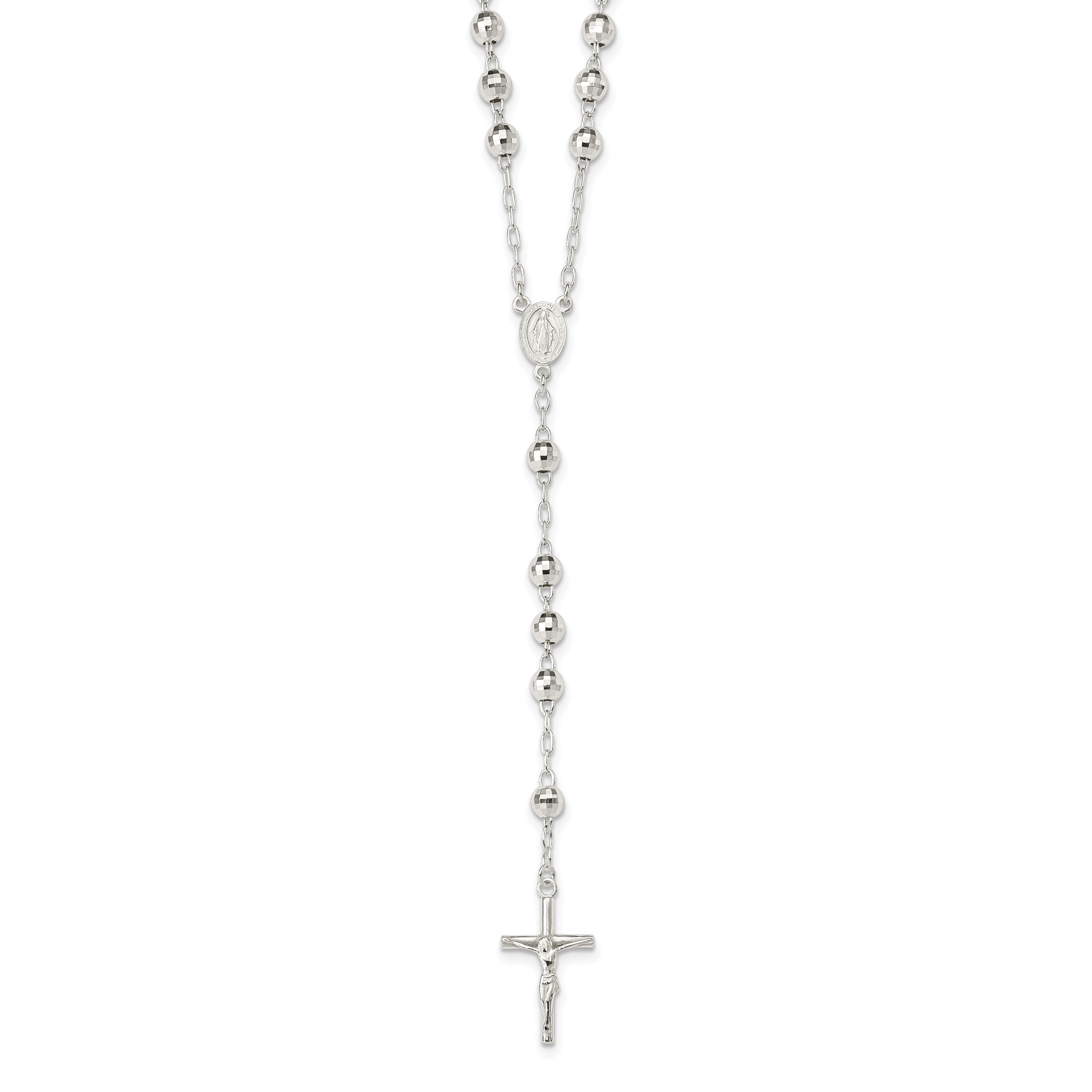 Sterling Silver Polished Rosary Necklace Main image