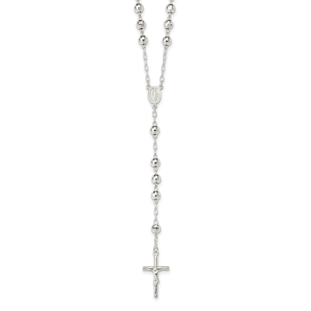 Sterling Silver Polished Rosary Necklace