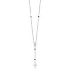 Sophia Jewelers Sterling Silver Rosary Necklace with Black Crystals Elegant & Timeless