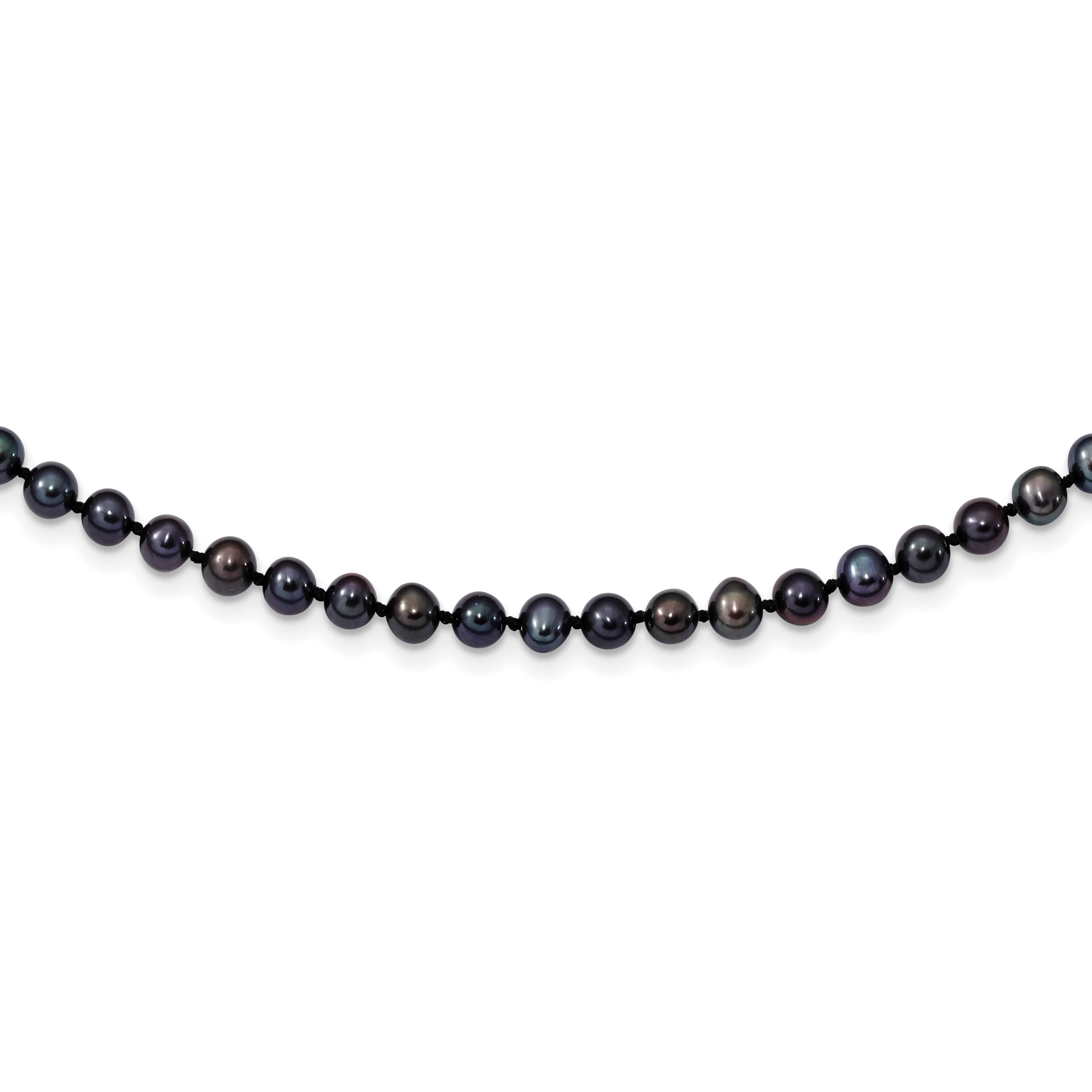 Sterling Silver Rhod-plated 4-5mm Black FWC Pearl Necklace