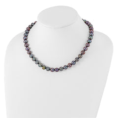 Sterling Silver Pearl Necklace with Polished Black FWC Pearls