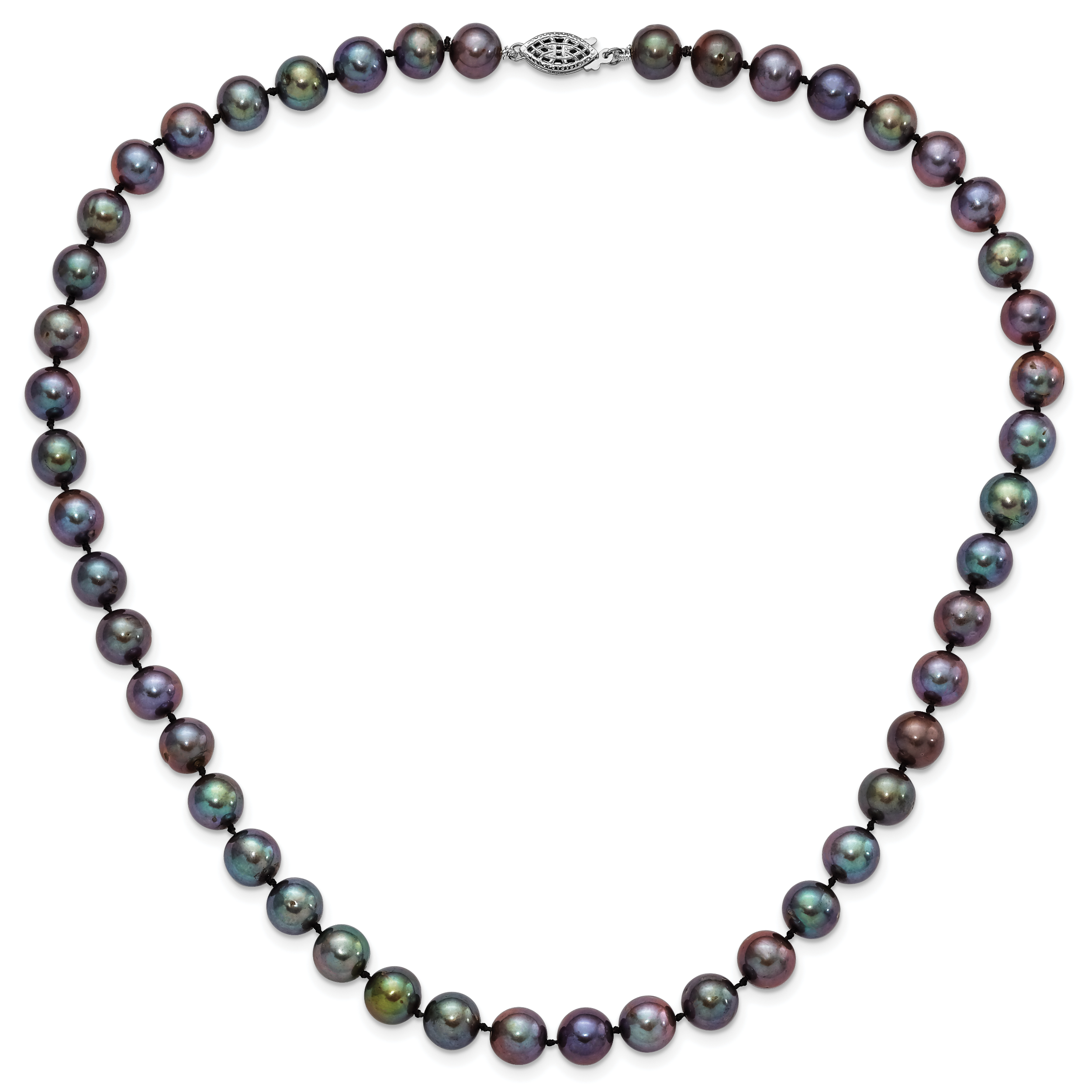 Sterling Silver Pearl Necklace with Polished Black FWC Pearls
