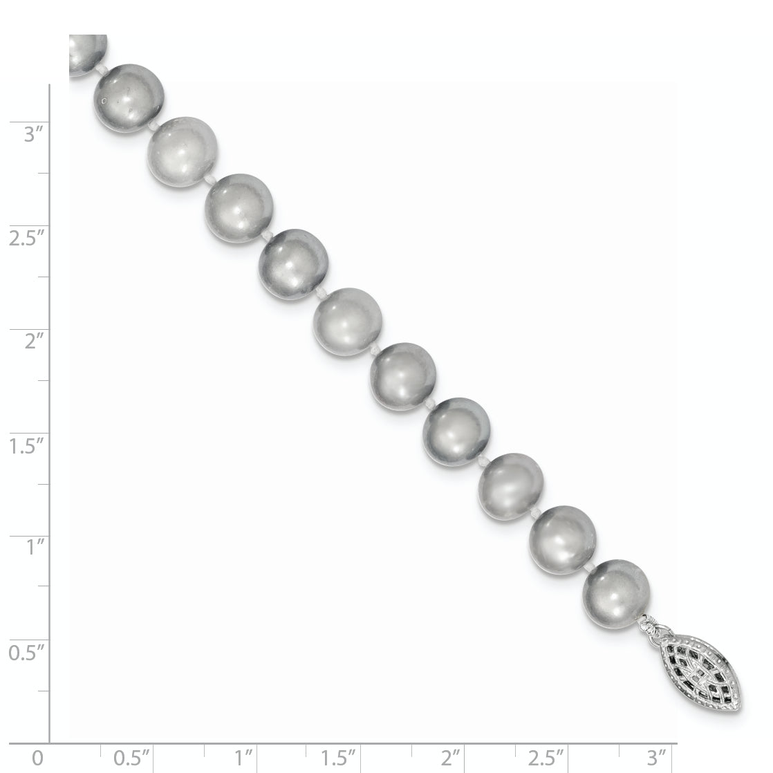 Sterling Silver Rhodium 8-9mm Grey FWC Pearl Necklace