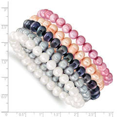 Sophia Jewelers Multi-Color Freshwater Pearl Stretch Bracelet Set