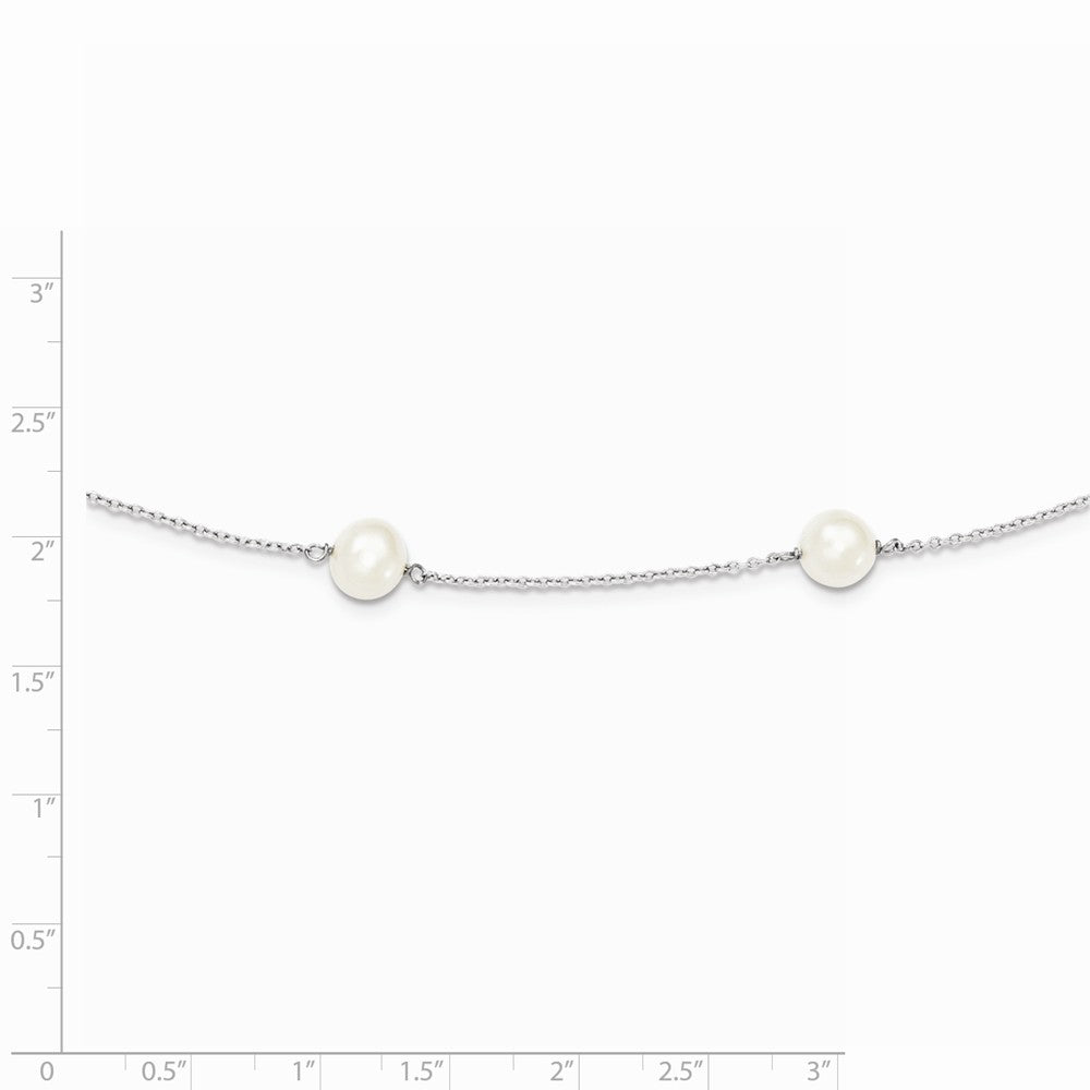 Sterling Silver 7-8mm FW Cultured 9 Station Pearl Necklace