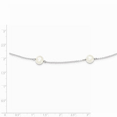 Sterling Silver 7-8mm FW Cultured 9 Station Pearl Necklace