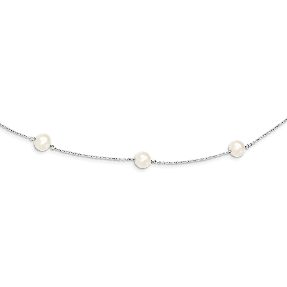 Sophia Jewelers Sterling Silver Pearl Necklace with Rhodium Plating