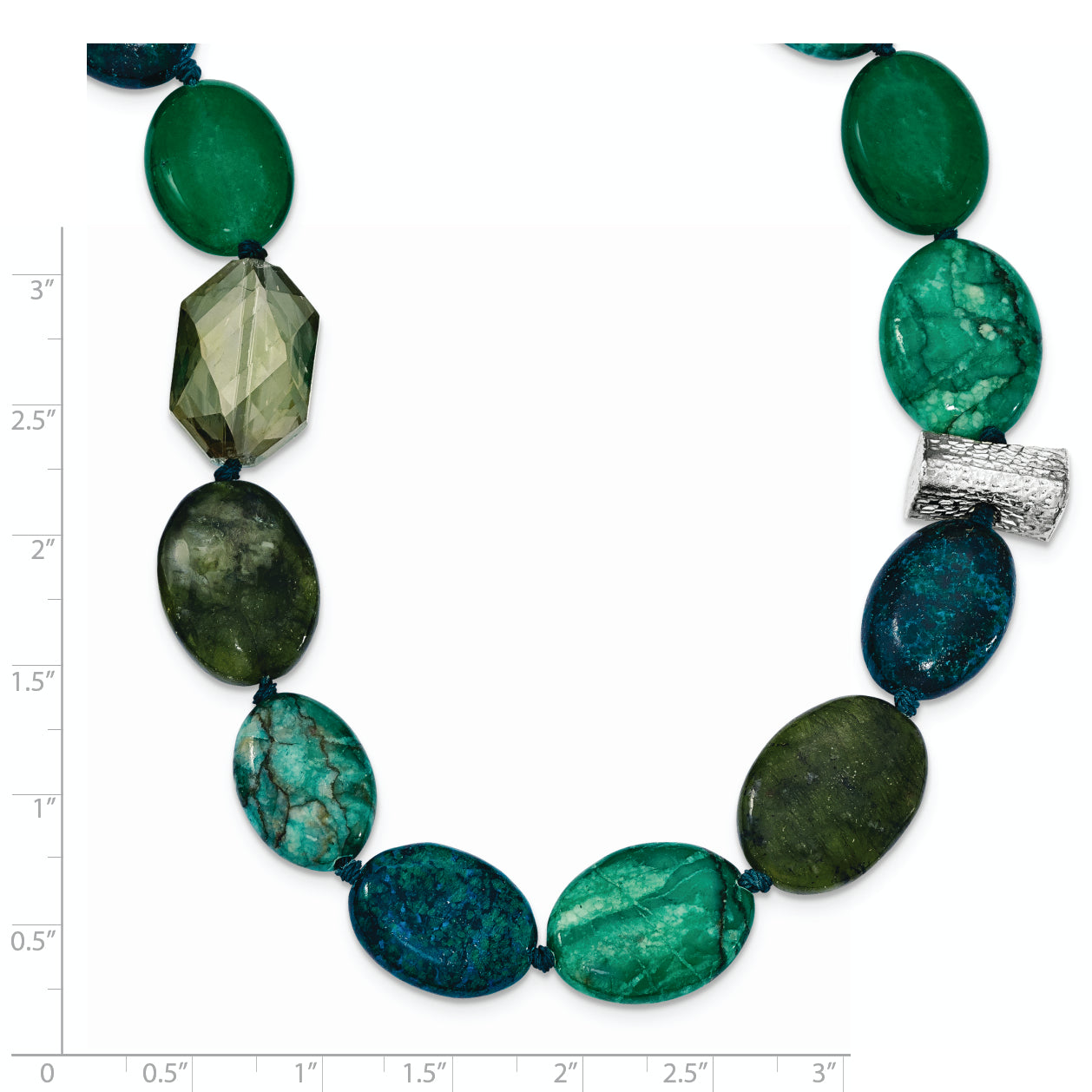 Sophia Jewelers Sterling Silver Natural Stone Necklace with 2in Extender
