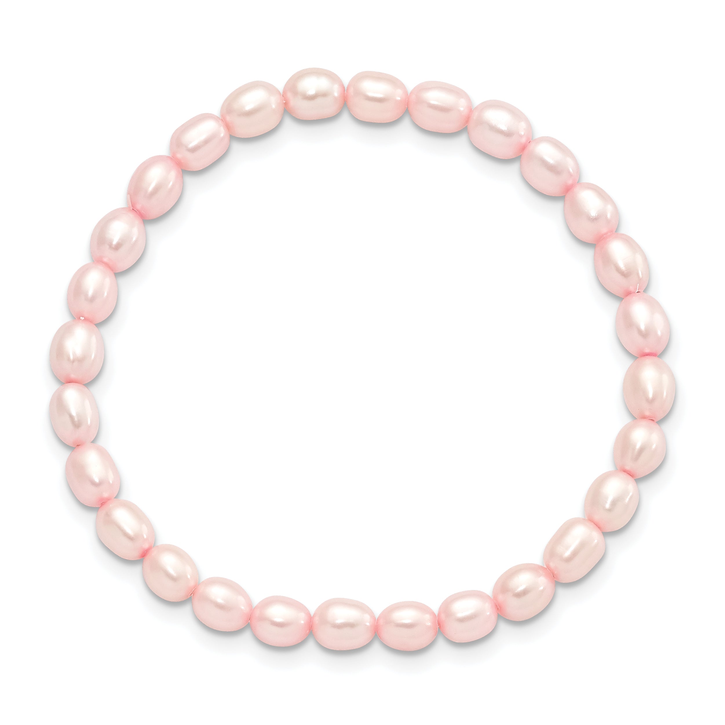 Children's 4-5mm Pink Rice Freshwater Cultured Pearl Stretch Bracelet