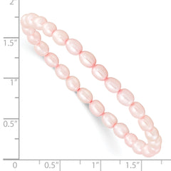 Children's 4-5mm Pink Rice Freshwater Cultured Pearl Stretch Bracelet