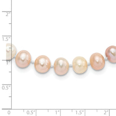 Sterling Silver Multi-Color Pearl Necklace with Polished Rhodium Finish