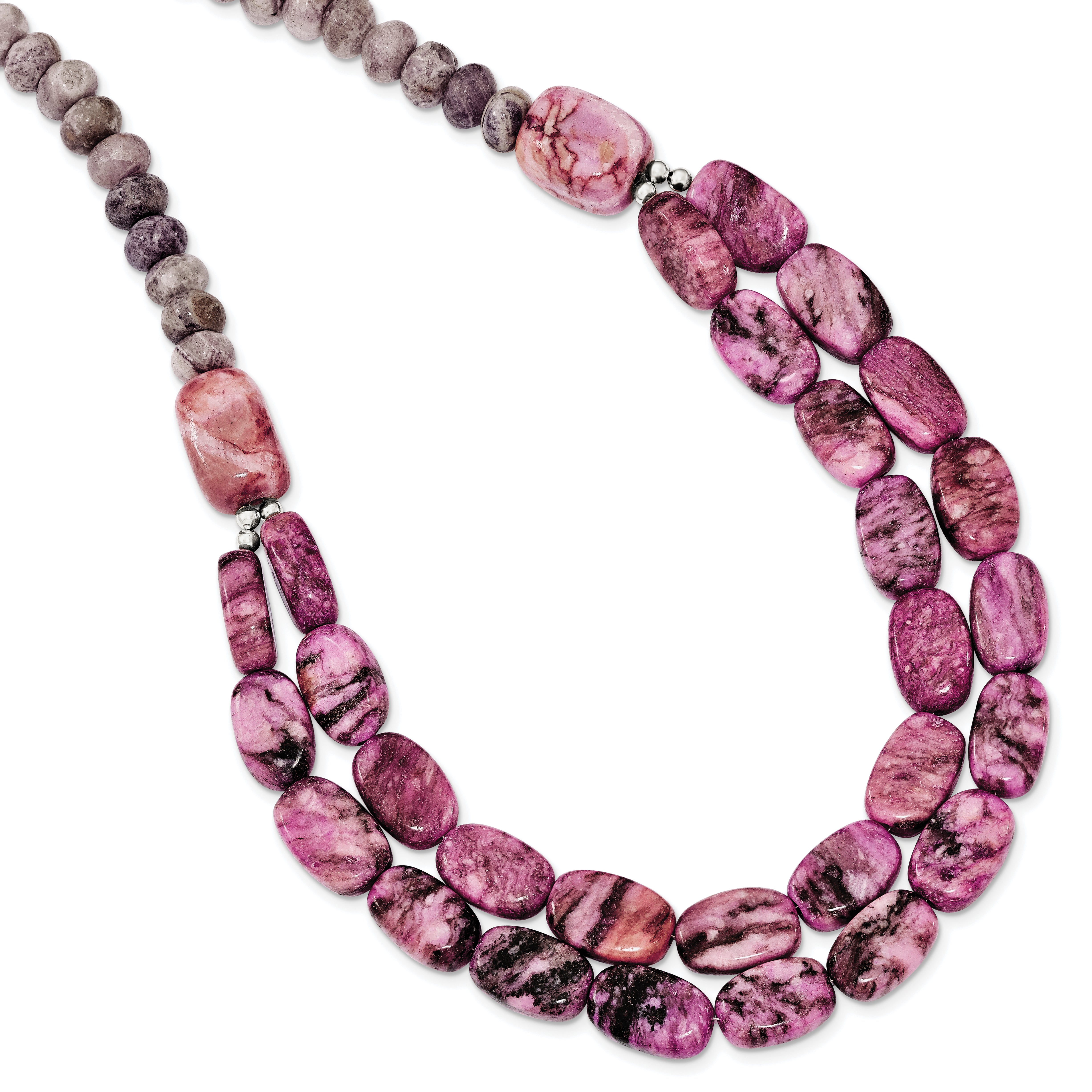 Sterling Silver Multi-Gemstone Necklace with Polished Finish and Extender