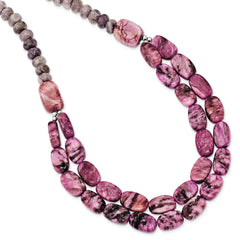 Sterling Silver Multi-Gemstone Necklace with Polished Finish and Extender