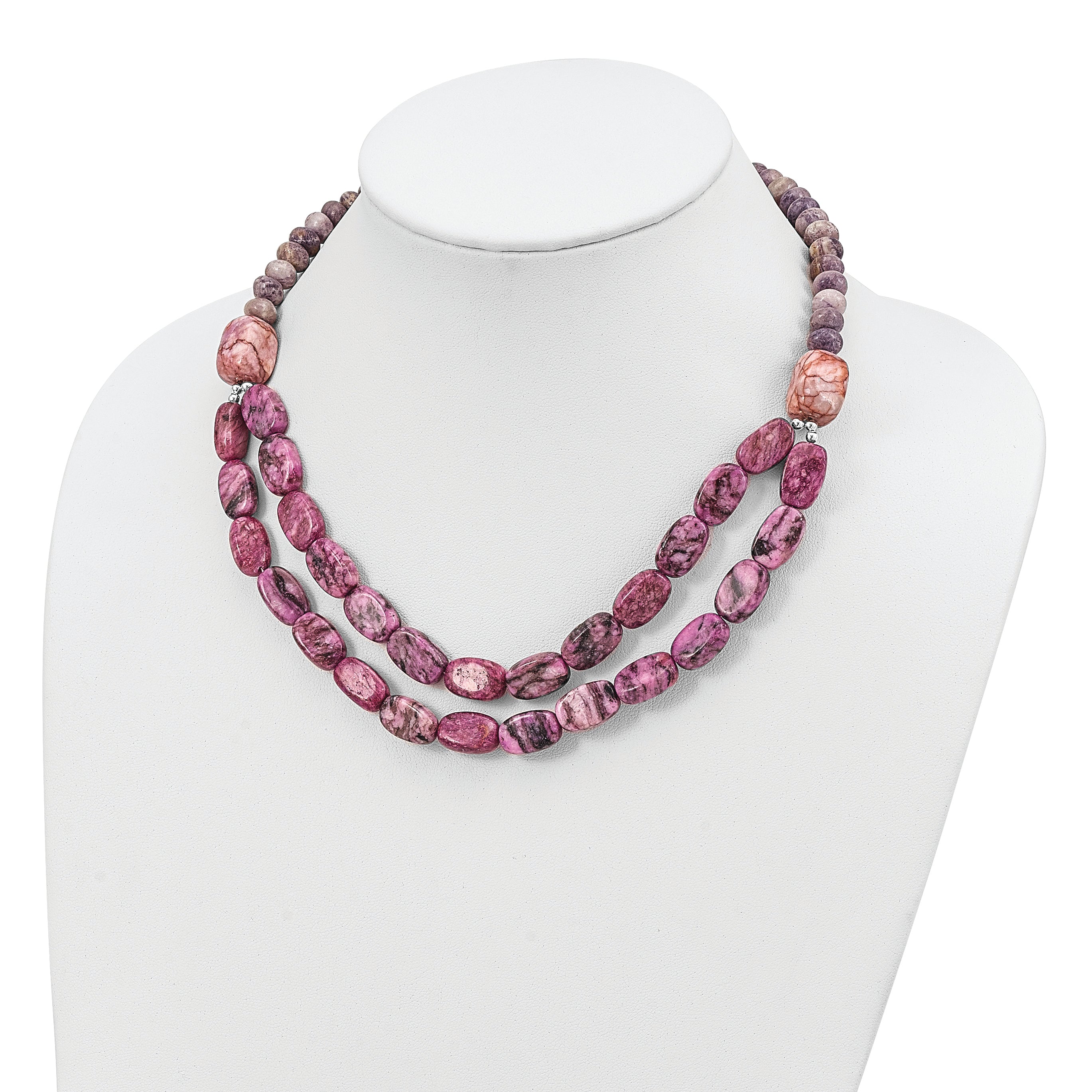 Sterling Silver Multi-Gemstone Necklace with Polished Finish and Extender