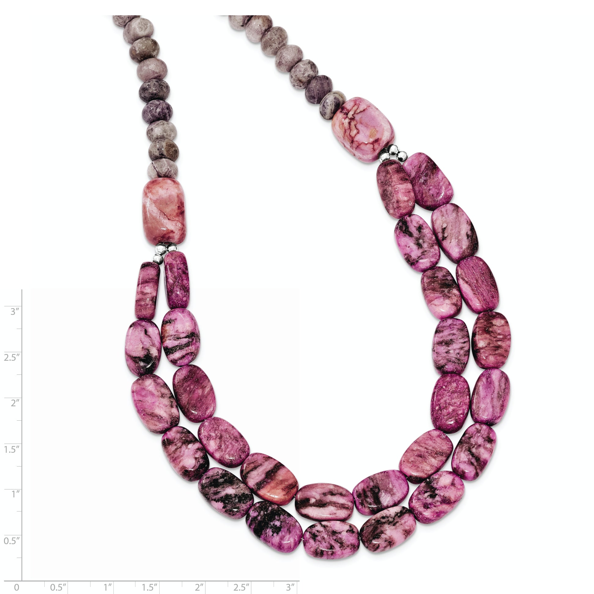 Sterling Silver Multi-Gemstone Necklace with Polished Finish and Extender