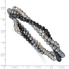 Sophia Jewelers Sterling Silver Stretch Bracelet Set with Crystal & Hematite