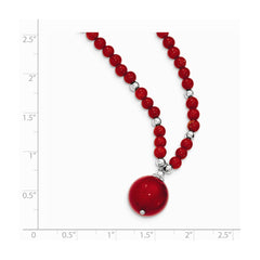 Sterling Silver Rhodium-plated Dyed Red Coral Beaded Necklace
