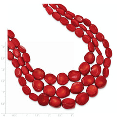 Sterling Silver Triple Strand Red Coral 16 inch Necklace with 2 inch extension