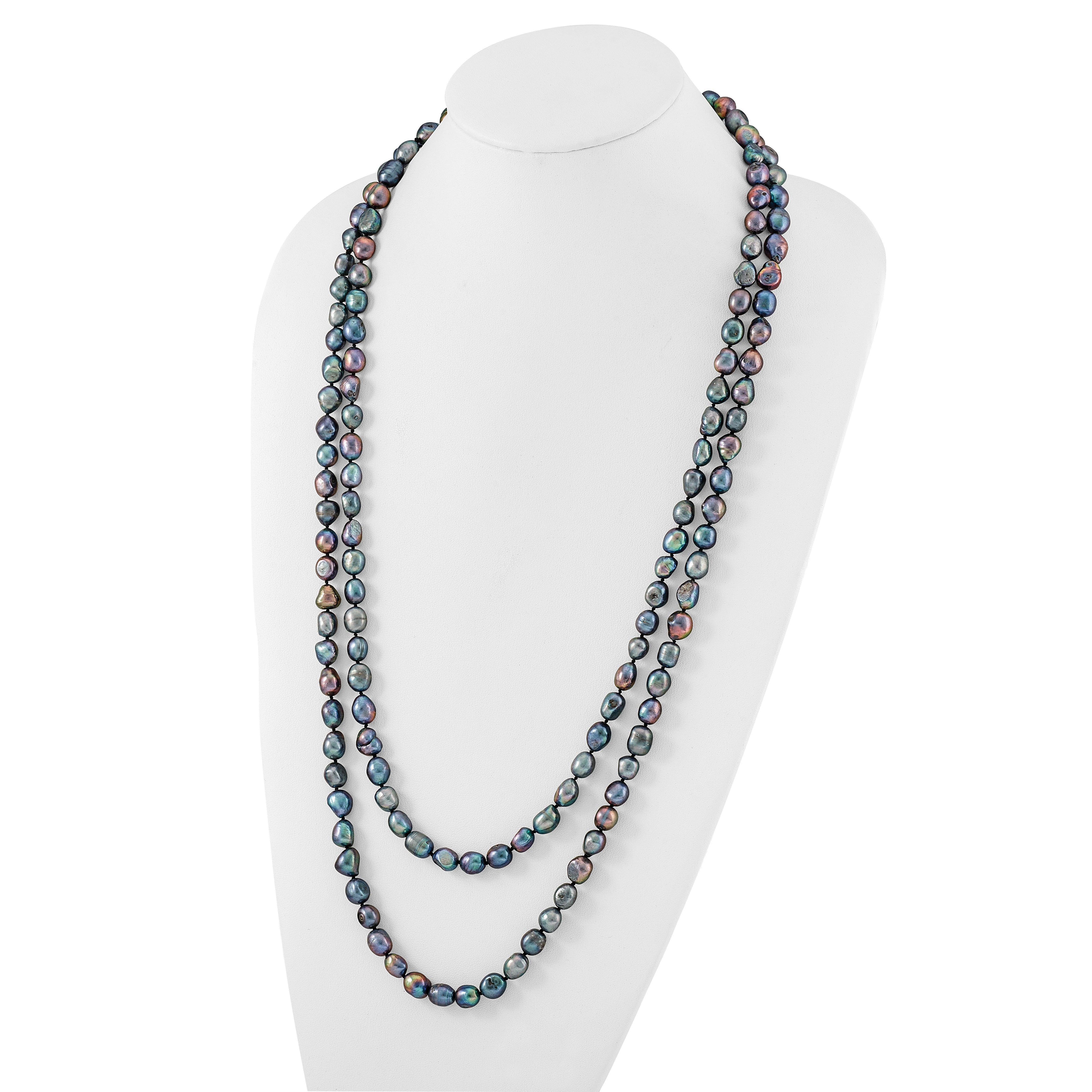 9-10mm Baroque Black Freshwater Cultured Pearl Endless 64in Necklace